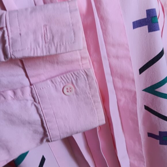 Vintage 80's Wrangler Womens XL Pink Button-Up Shirt Geometric Pattern Design - Picture 4 of 6